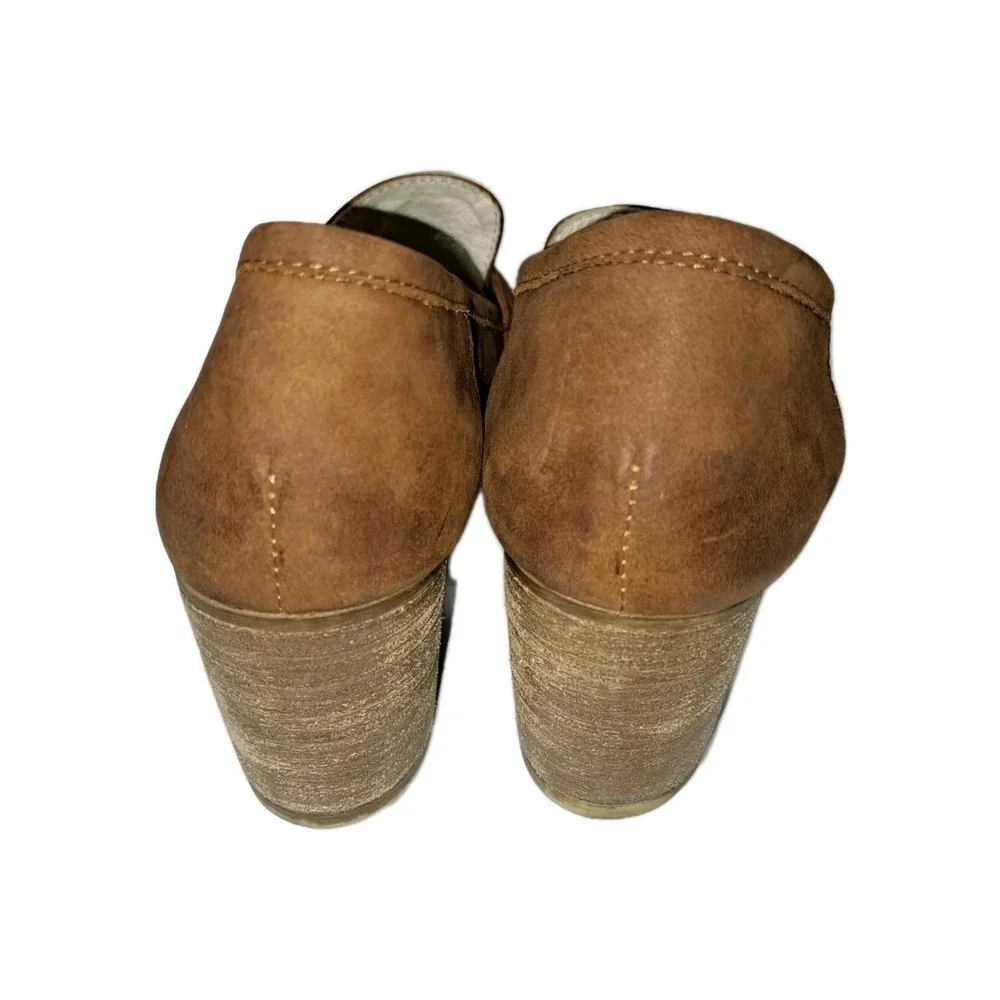 Womens Zapato Brown Suede Handmade In Italy Leather Block Heels Size 41 (8)